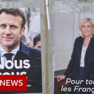 Polls open in France as Macron aims to beat far-right Le Pen - BBC News