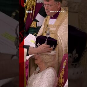 Moment Queen Camilla is formally crowned #Shorts #Coronation #BBCNews