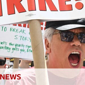 SAG strike: Stars join picket line in massive Hollywood protest - BBC News