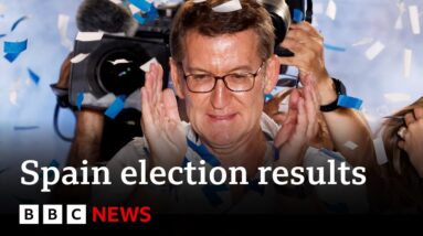 Spain election: Conservatives fall short of all-out victory in polls - BBC News