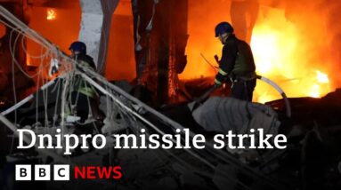 Nine injured as Russian missiles hit apartment block in Dnipro, Ukraine – BBC News