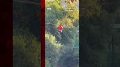Boy survives fall from zipline at amusement park in Mexico. #Zipline #Shorts #BBCNews
