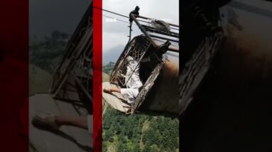 It took 12 hours to rescue all eight passengers of this cable car. #Shorts #Pakistan #BBCNews
