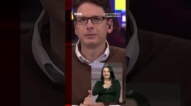 Guests leave live TV as earthquake hits Colombia. #Shorts #Colombia #BBCNews