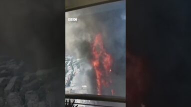A huge fire ripped through an office building in China #Shorts #Fire #BBCNews