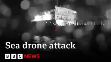 Russian tanker hit in attack near Crimea - BBC News