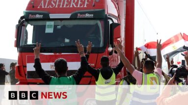 Gaza: Second convoy of aid trucks cross Rafah border - BBC News