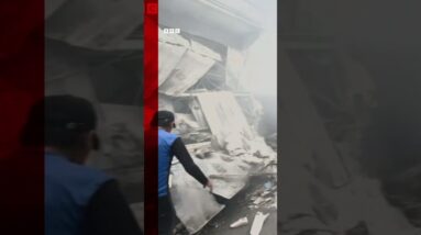 A glimpse at the aftermath of air strikes in Jabalia #Gaza #Shorts #BBCNews