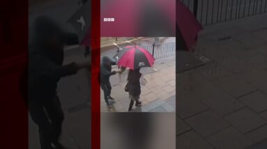 A man was arrested on suspicion of assault after a slab was thrown at a woman. #Shorts #BBCNews