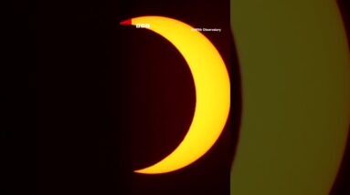 The eclipse was seen by stargazers across the Americas. #Shorts #SolarEclipse #BBCNews