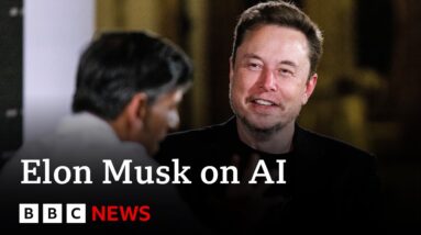 Elon Musk tells Rishi Sunak that AI will put an end to work - BBC News