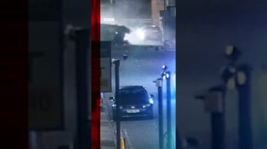 On-the-run driver crashes speeding car into UK shop. #Shorts #Swindon #BBCNews