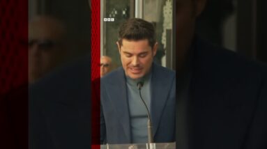 Zac Efron pays tribute to Matthew Perry in Hollywood Walk of Fame speech. #ZacEfron #Shorts #BBCNews