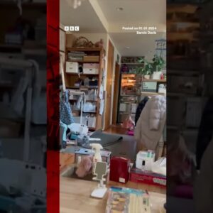 House shakes after powerful earthquake hits Japan #Shorts #Japan #BBCNews