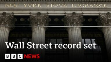 Wall Street traders celebrate new stock market record | BBC News