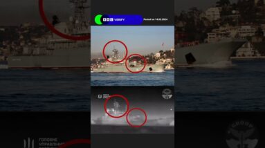 Russian landing ship Caesar Kunikov sunk off Crimea, says Ukraine. #Shorts #BBCNews