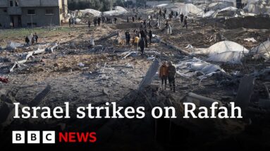 Israeli strikes kill dozens in Rafah as raid rescues two hostages | BBC News