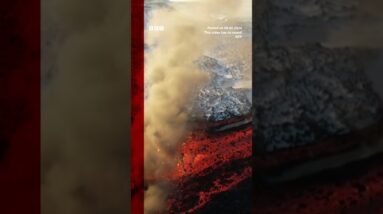 Footage shows scale of Iceland's latest volcanic eruption. #Shorts #Iceland #BBCNews