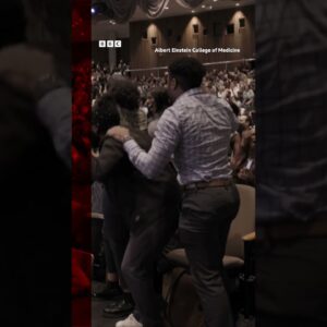 Moment US medical students found out their school will be tuition free. #Shorts #NewYork #BBCNews