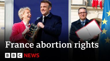 France holds ceremony to enshrine abortion rights in constitution | BBC News