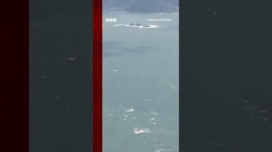 The Japanese coast guard launched a rescue mission after the Korean ship overturned #Shorts #BBCNews