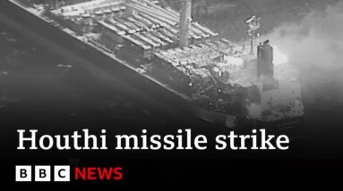 Houthi missile attack on cargo ship leaves three dead, US military says  | BBC News