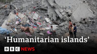 Israeli military says it will move displaced civilians in Gaza to ‘humanitarian islands’ | BBC News