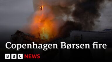Copenhagen's historic stock exchange in flames | BBC News