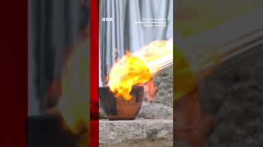 The flame was lit in Greece's ancient Olympia to start the torch relay. #Olympics #Shorts #BBCNews