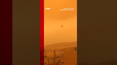 Orange Sahara dust haze descends over Athens. #Greece #Shorts #BBCNews