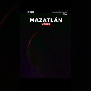 Moment total solar eclipse plunged parts of Mexico into darkness. #Shorts #Eclipse #BBCNews