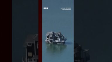 A two-storey houseboat was towed through San Francisco bay. #SanFrancisco #Shorts #BBCNews