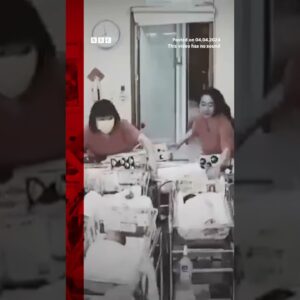 Moment maternity staff rush to keep babies safe during earthquake. #Shorts #Taiwan #BBCNews