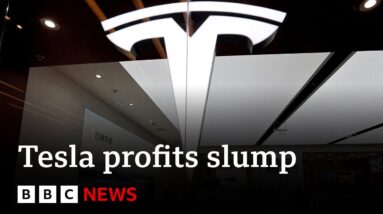 Tesla profits cut in half as demand falls | BBC News