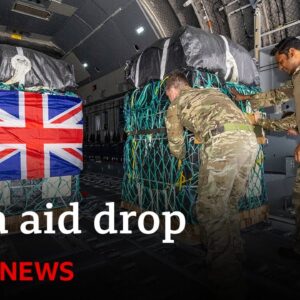 Largest international aid airdrop into Gaza since conflict began takes place | BBC News