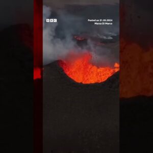 Lava continues to spurt from an Icelandic volcano. #Iceland #Volcano #BBCNews