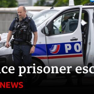 Manhunt under way in France after two prison officers killed in prisoner escape | BBC News