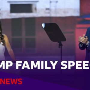Donald Trump Jr and Kai Trump speak at Republican convention | BBC News