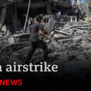 At least 29 Palestinians killed in airstrike on camp for displaced people | BBC News