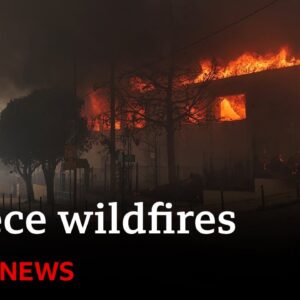 Greece wildfires force thousands to evacuate and destroy about 100 homes | BBC News