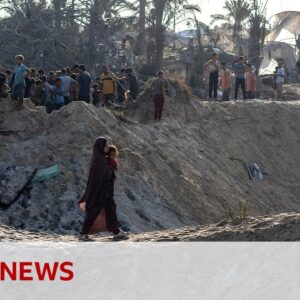 Israeli strike in Gaza humanitarian zone kills 19, Hamas-run health ministry says | BBC News