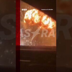 Huge explosion at arms depot near Tikhoretsk in Russia after Ukraine drone attack. #Russia #BBCNews