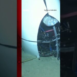 Footage shows wrecked Titan sub tail cone lying on sea floor. #TitanSub #Titanic #BBCNews