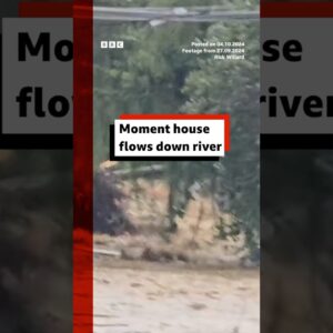 House carried down river in North Carolina after Hurricane Helene. #NorthCarolina #HurricaneHelene