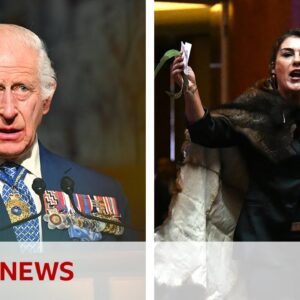 King Charles heckled by senator during Australia visit | BBC News