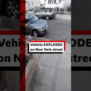 Watch moment car explodes on a quiet residential New York street. #Explosion #NewYork #BBCNews