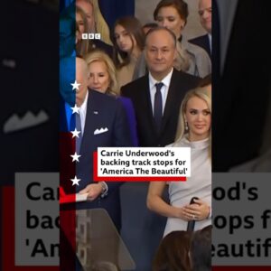 US singer Carrie Underwood sings part of 'America The Beautiful' a capella. #Trump #BBCNews