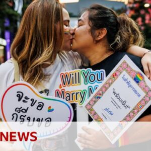 Couples wed in a riot of colour as Thailand legalises same-sex marriage | BBC News