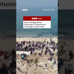 Thousands of Palestinians walk along the coastal road in Gaza as they return north. #BBCNews