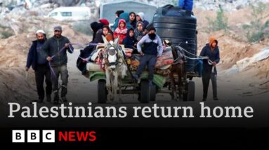 Palestinians return to ruins of north Gaza after Israeli withdrawal | BBC News